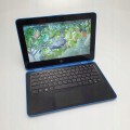 Laptop HP ProBook X360 11 – widok z przodu otwarty wyświetlacz i klawisze