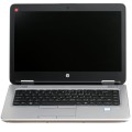 Laptop HP ProBook 640 G2 – ujęcie z przodu z otwartą klapą matrycy ekran i blok klawiszy