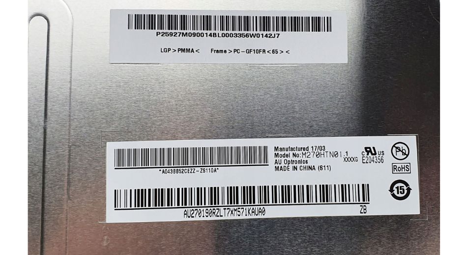 Złącze i etykieta na odwrocie matrycy laptopa